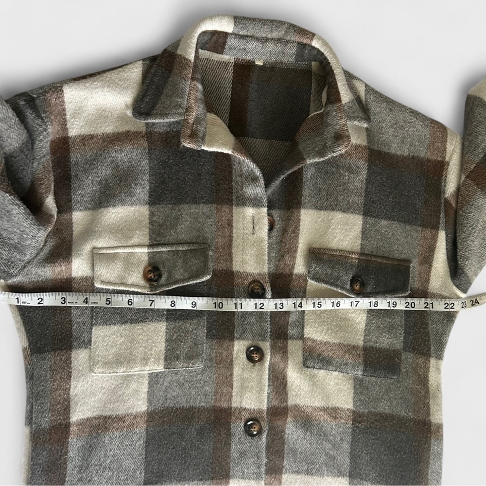 Gingham Button Down Lightweight Shacket Size Small - image 6